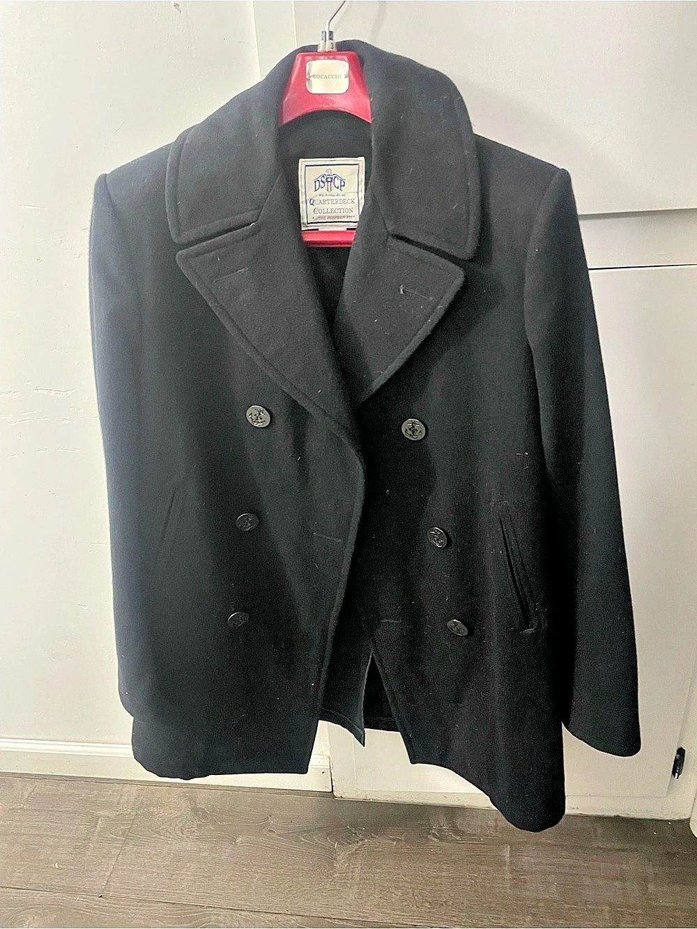 DSCP Quarterdeck Collection Black Pea Coat Size 40XL Like New